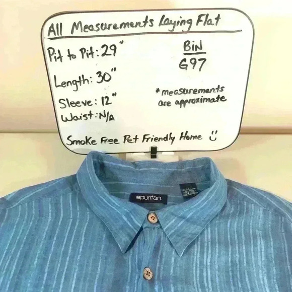 Puritan Vintage Mens Casual Button Down Hawaiian Striped Palm Leaf Shirt Sz 3XL - Picture 11 of 12